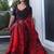 Red floral sequinned silk cotton saree