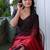 Red floral sequinned silk cotton saree