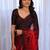 Red floral sequinned silk cotton saree