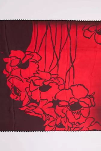 Red floral sequinned silk cotton saree