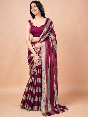Maroon women ethnic motifs woven design saree 1