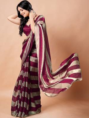 Maroon women ethnic motifs woven design saree 2