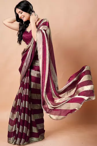 Maroon women ethnic motifs woven design saree