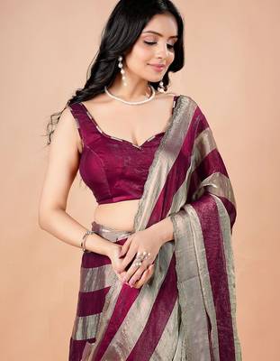 Maroon women ethnic motifs woven design saree 3