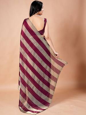 Maroon women ethnic motifs woven design saree 5