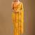 Yellow leheriya beads and stones poly chiffon saree