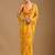 Yellow leheriya beads and stones poly chiffon saree