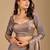 Grey ethnic motifs embroidered organza heavy work saree