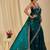 Teal ethnic motifs embroidered organza saree