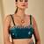 Teal ethnic motifs embroidered organza saree