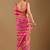 Pink leheriya beads and stones poly chiffon saree