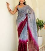 Grey women ombre zari saree
