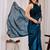 Teal beads and stones organza saree