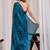 Teal beads and stones organza saree