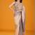 Grey women embroidered glden cut mirror tissue saree
