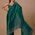 Teal embellished beads and stones organza heavy work saree