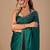 Teal embellished beads and stones organza heavy work saree