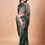 Green women ethnic motifs woven design saree
