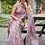 Purple floral beads and stones tissue saree