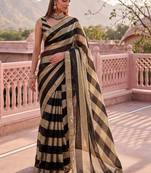 Black striped zari organza saree
