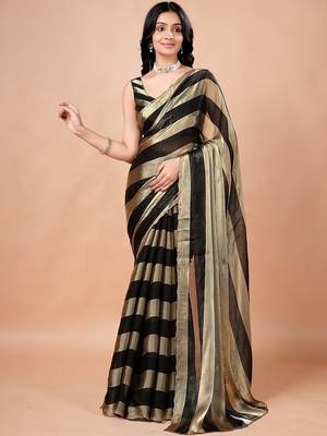 Black women ethnic motifs woven design saree 1
