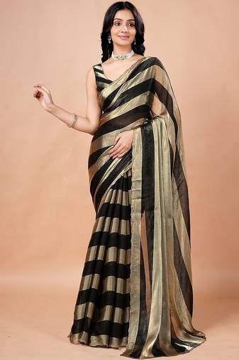 Black women ethnic motifs woven design saree