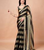 Black women ethnic motifs woven design saree