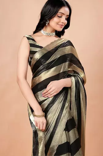 Black women ethnic motifs woven design saree
