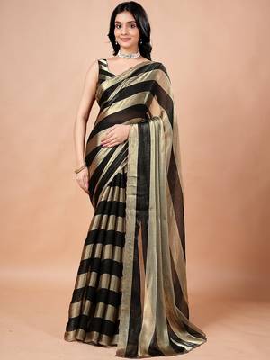 Black women ethnic motifs woven design saree 3