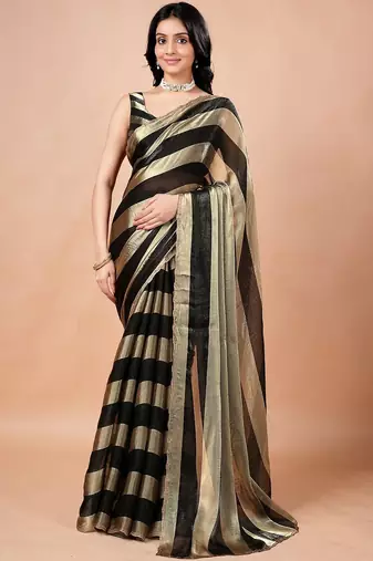 Black women ethnic motifs woven design saree