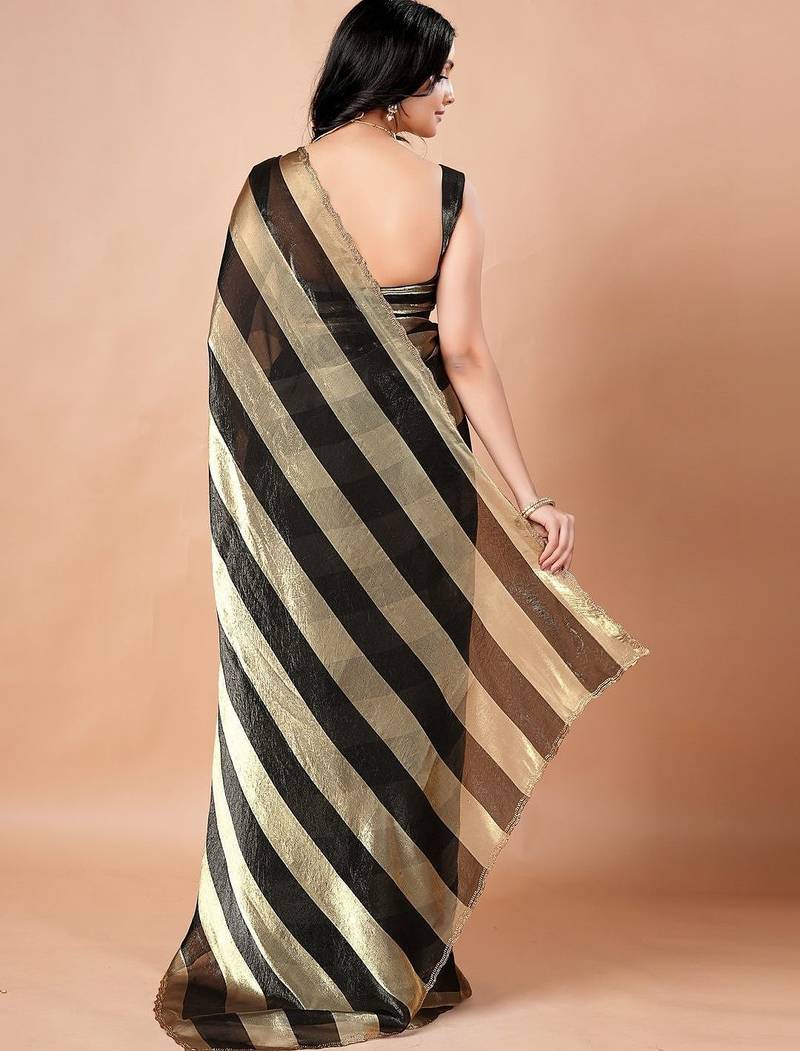 Black women ethnic motifs woven design saree