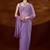 Lavender floral beads and stones  chiffon saree