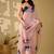 Pink beads and stones organza saree