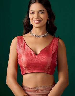 Pink embroidered organza saree 4