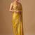 Yellow embellished beads and stones organza heavy work saree