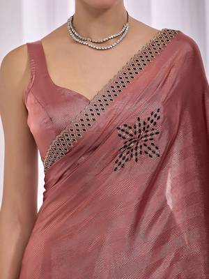 Rose woven design beads and stones saree 2