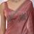 Rose woven design beads and stones saree
