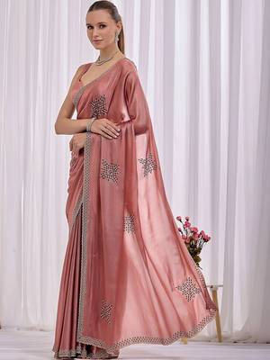Rose woven design beads and stones saree 3