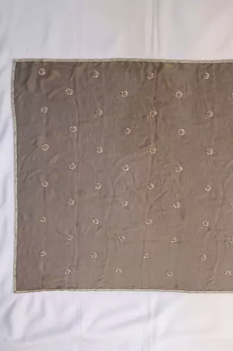 Grey embellished embroidered silk cotton heavy work saree