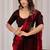 Maroon floral beads and stones organza saree