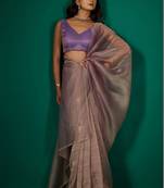 Lavender embroidered organza saree