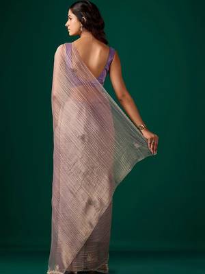 Lavender embroidered organza saree 5