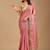 Pink embellished embroidered organza heavy work saree