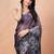 Purple floral beads and stones organza saree