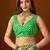 Green leheriya beads and stones  chiffon saree