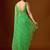 Green leheriya beads and stones  chiffon saree