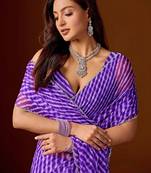 Purple leheriya  chiffon saree