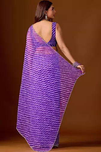Purple leheriya  chiffon saree