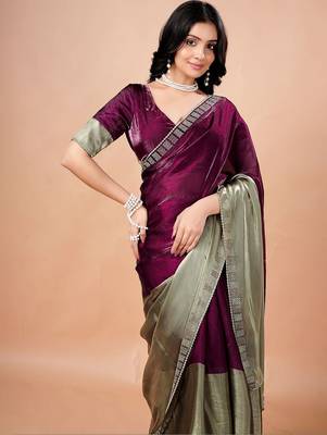 Purple women ethnic motifs woven design saree 2