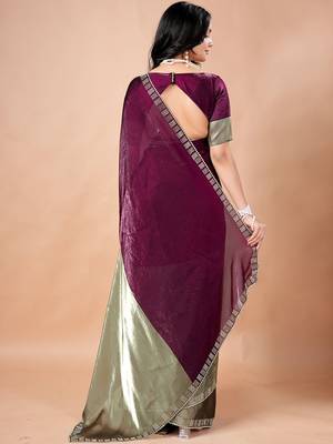 Purple women ethnic motifs woven design saree 5